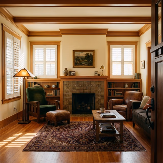 Discount Best Blinds and Shutters custom plantation shutters in a Santa Rosa McDonald District Craftsman interior