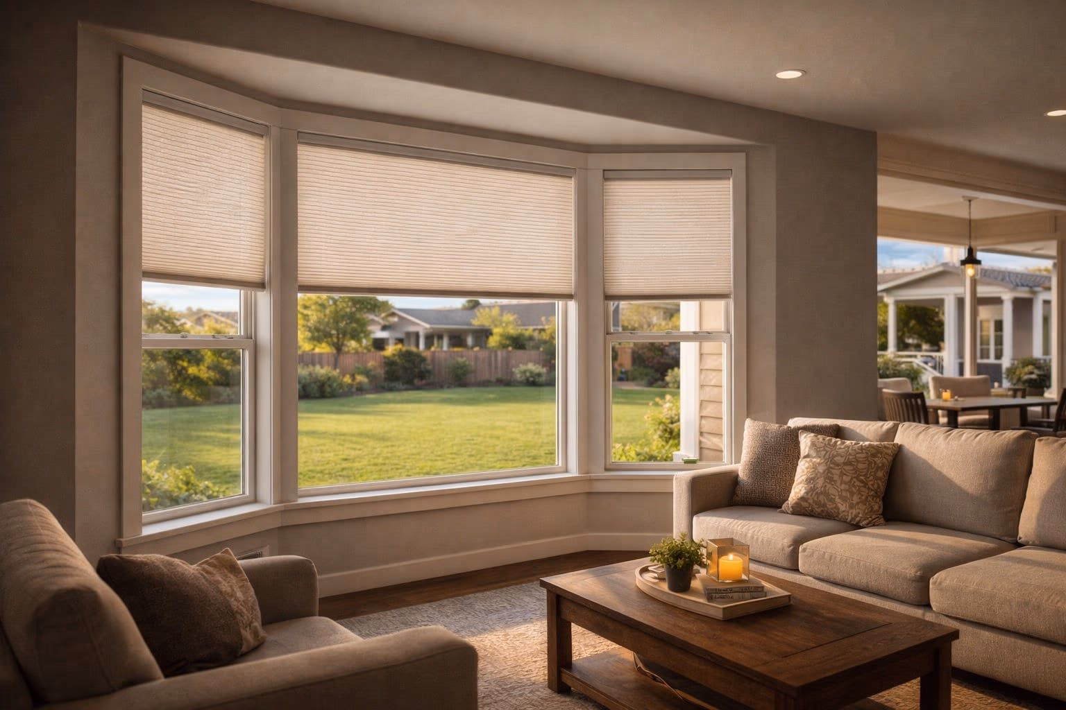 Hunter Douglas honeycomb shades Title 24 compliant bay window insulation for suburban homes in Sonoma County