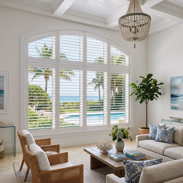 Palm Beach® and NewStyle® Shutters - custom window treatment installed in a Sonoma County home by Discount Best Blinds and Shutters, Santa Rosa CA 95407