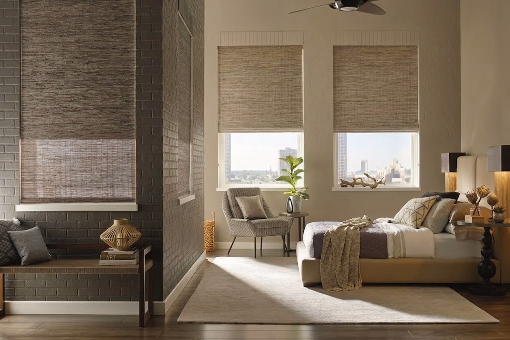 Provenance® Woven Wood Shades - custom window treatment installed in a Sonoma County home by Discount Best Blinds and Shutters, Santa Rosa CA 95407